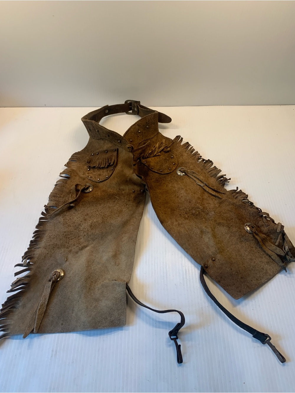 Kids vintage  Fringed Suede Leather Chaps - Brown